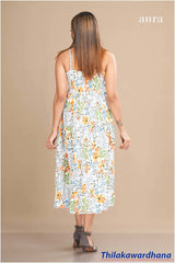 Aura Floral Printed Strappy Midi Dress