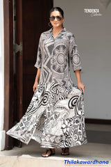 Tendenza Button Down Tiered Maxi Dress