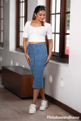 Akasi High Waist Denim Skirt