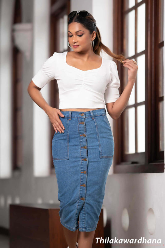 Akasi High Waist Denim Skirt