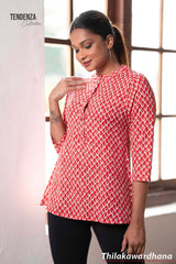 Tendenza Chinese Collar Printed Top