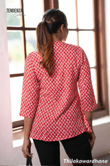 Tendenza Chinese Collar Printed Top