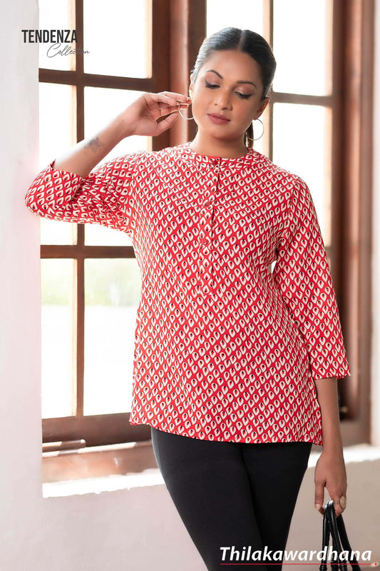 Tendenza Chinese Collar Printed Top