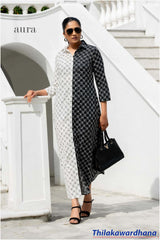 Aura Monochrome Charm Printed Maxi Dress