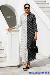 Aura Monochrome Charm Printed Maxi Dress