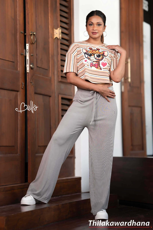 Akasi High Waist Ribbed Pant - Free Size