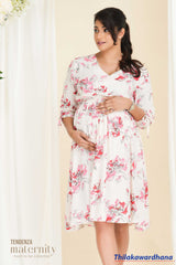 Tendenza Floral Printed Blush Maternity Dress