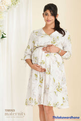 Tendenza Floral Printed Blush Maternity Dress