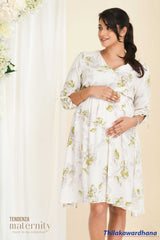 Tendenza Floral Printed Blush Maternity Dress