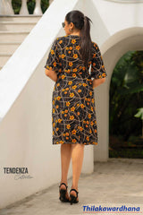 Tendenza V Neck Tie Waist Wrapped Dress