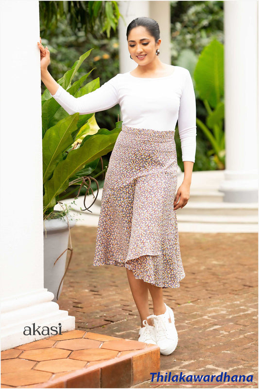 Aura Hem Detailed Printed Skirt