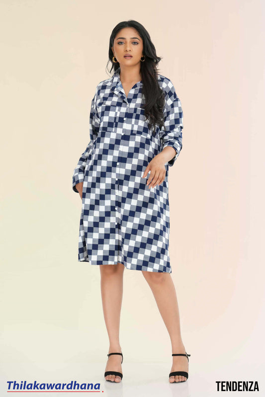 Tendenza Oversized Plaid Shirt Dress