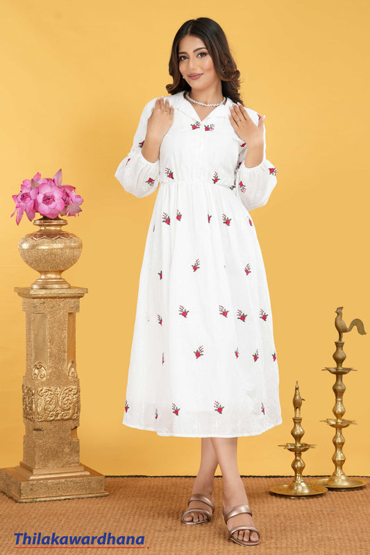 Aura Cutlon Embroidered Elegance Dress