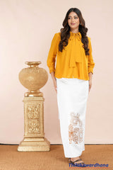 Tendenza Bow Tie Neck Ruffle Hem Blouse