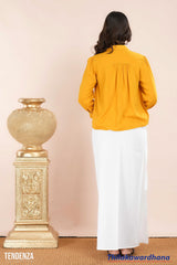 Tendenza Bow Tie Neck Ruffle Hem Blouse