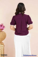 Tendenza Ruffle Neck Button Down Top