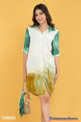 Tendenza Chic Green Ombre Shirt Dress