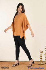 Tendenza V Neck Lace Hem Detailed Kaftan Top
