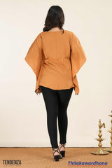 Tendenza V Neck Lace Hem Detailed Kaftan Top