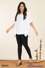 Tendenza V Neck Lace Hem Detailed Kaftan Top