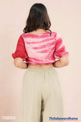 Tendenza Tie-Dye Puff Sleeve Crop Top