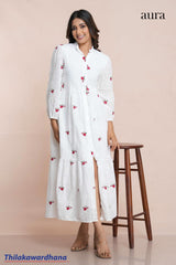 Aura Charming Embroidered White Dress