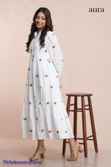 Aura Charming Embroidered White Dress
