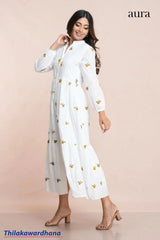 Aura Charming Embroidered White Dress