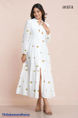 Aura Charming Embroidered White Dress