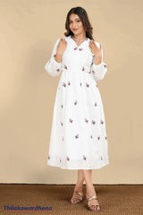 Aura Cutlon Embroidered Elegance Dress