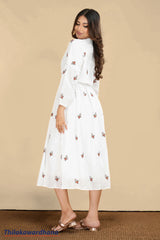 Aura Cutlon Embroidered Elegance Dress