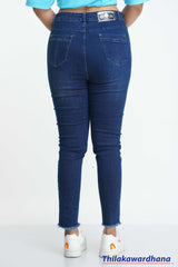 Fray Hem Dark Washed Skinny Jean