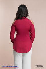 Tendenza Long Sleeve Cut Out Detailed Top