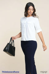 Engage Chic White Button-Up Top