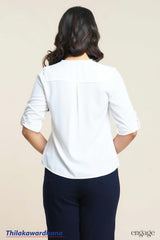 Engage Chic White Button-Up Top