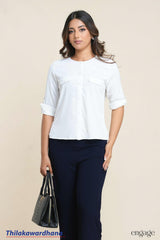 Engage Chic White Button-Up Top