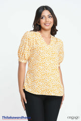 Engage Golden Bloom Puff Sleeve Top