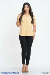 Engage Golden Bloom Puff Sleeve Top