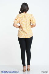 Engage Golden Bloom Puff Sleeve Top