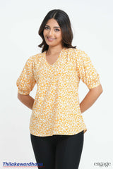 Engage Golden Bloom Puff Sleeve Top