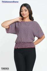 Tendenza Batwing Sleeve Smocked Top