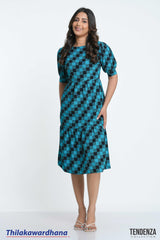 Tendenza Short Sleeve Gingham Midi Dress