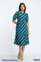 Tendenza Short Sleeve Gingham Midi Dress