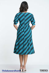 Tendenza Short Sleeve Gingham Midi Dress