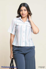 Engage Striped Pocket Detailed Top