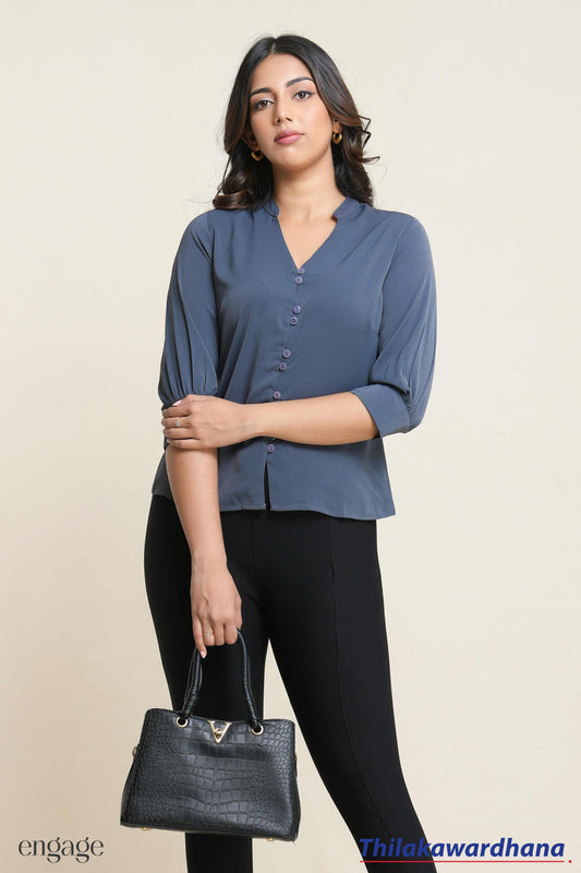 Engage Button Detailed 3/4 Sleeve Top