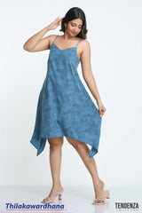 Tendenza V Neck Asymmetrical Hem Detailed Dress