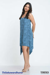 Tendenza V Neck Asymmetrical Hem Detailed Dress