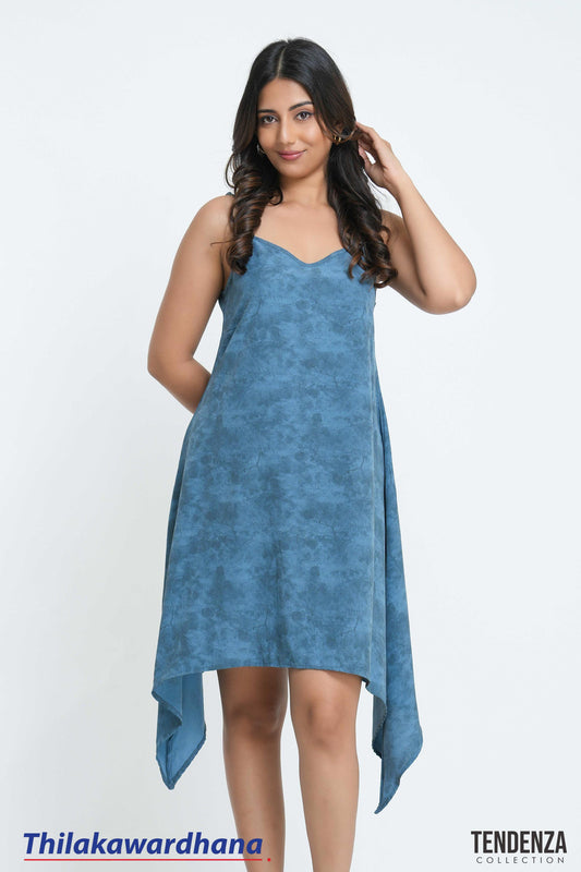 Tendenza V Neck Asymmetrical Hem Detailed Dress