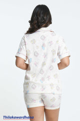 Bella Printed 3pcs Night Dress Kit - Free Size